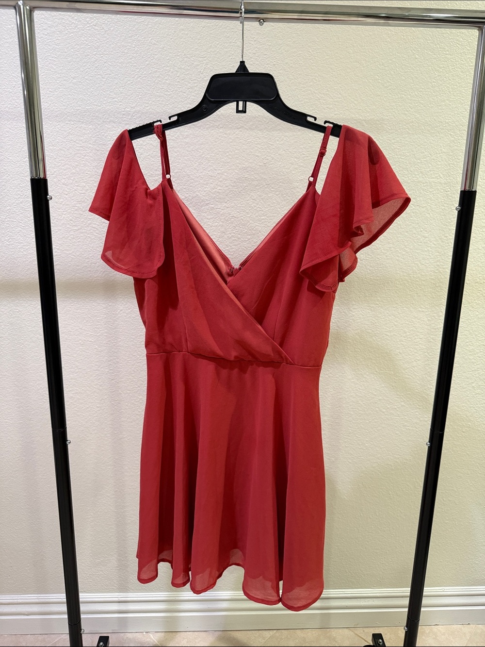 Charlotte Russe V-Neck Flutter Sleeve Mini Dress
